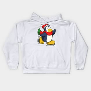 Penguin at Ice skating with Ice skates Kids Hoodie